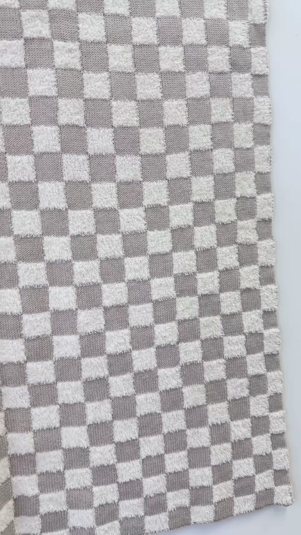 Checkered - Terry Knit Baby Blanket (Organic Cotton) - Tan Check