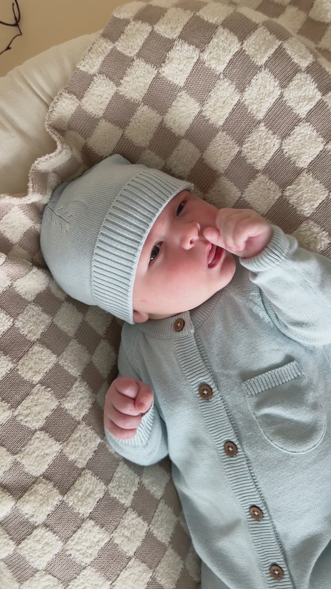 Sky Blue Milan Knit Classic Baby Round Beanie Hat (Organic Cotton)
