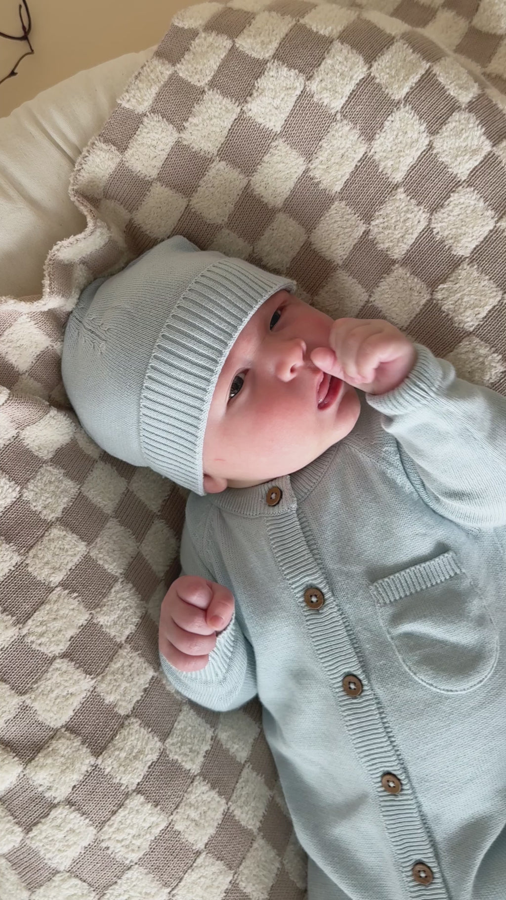 Sky Blue Milan Knit Classic Baby Round Beanie Hat (Organic Cotton)