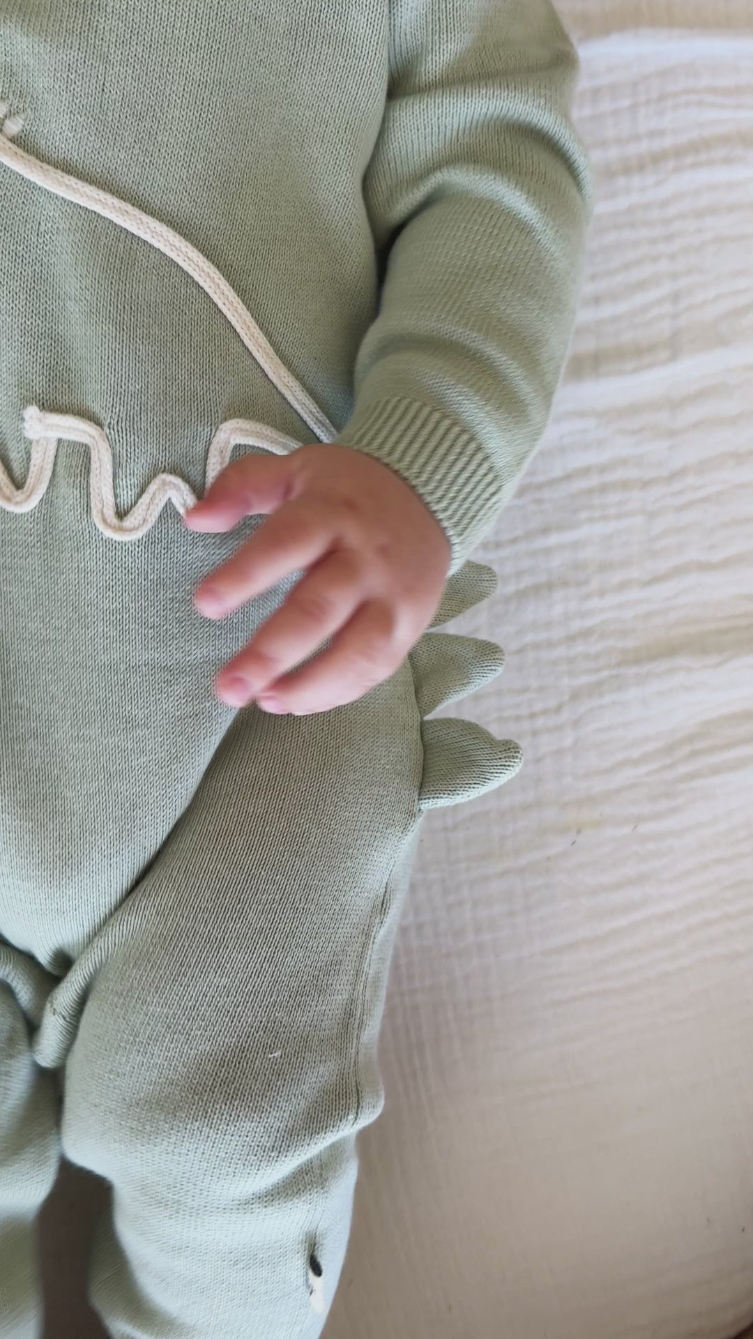 Dino Embroidered Baby Knit Jumpsuit (Organic Cotton)