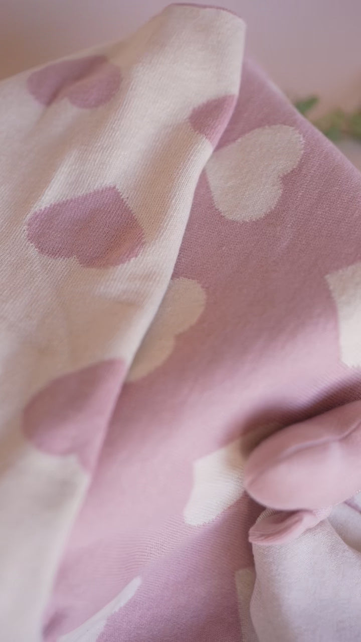 Heart - Organic Baby Lovey Security Blanket Cuddle Cloth and Reversible Jacquard Knit Blanket by Viverano
