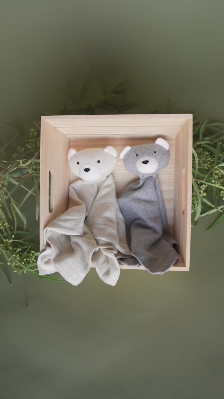 Bear - Organic Baby Lovey Security Blanket Cuddle Cloth (2 Colors)