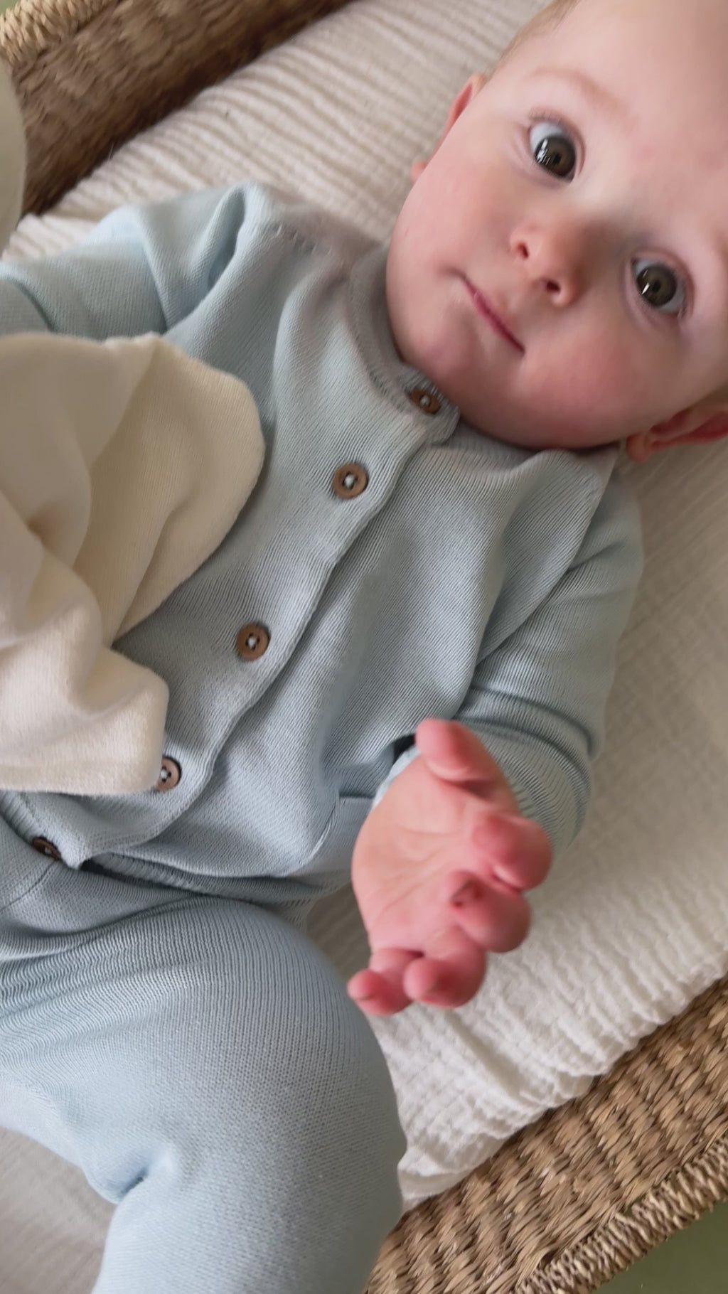Sky Blue Milan Knit Baby Pocket Pants (Organic Cotton)