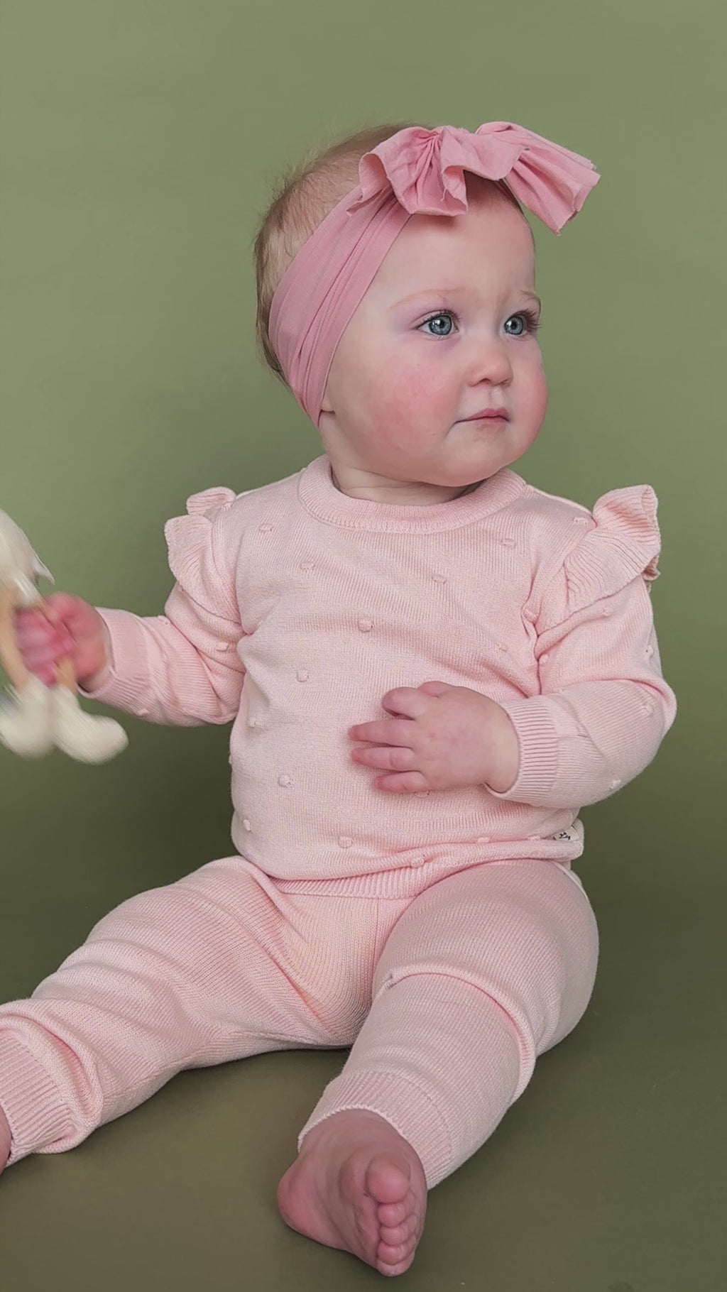 Milan Knit Baby Ruffle & Bobble Pullover Sweater (Organic Cotton)