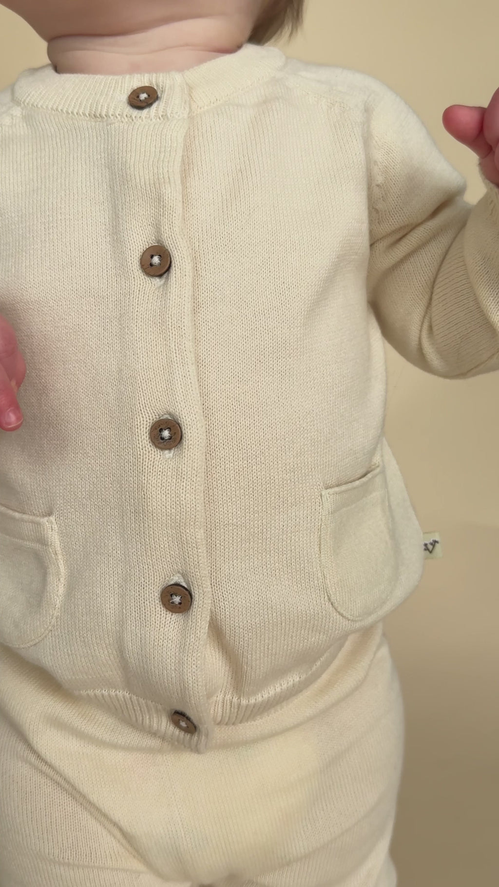 Cream Milan Organic Knit Baby Button Cardigan Sweater
