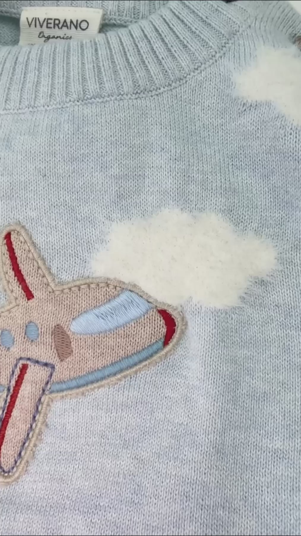 Airplane Applique Baby Knit Pullover & Pant Set (Organic Cotton)