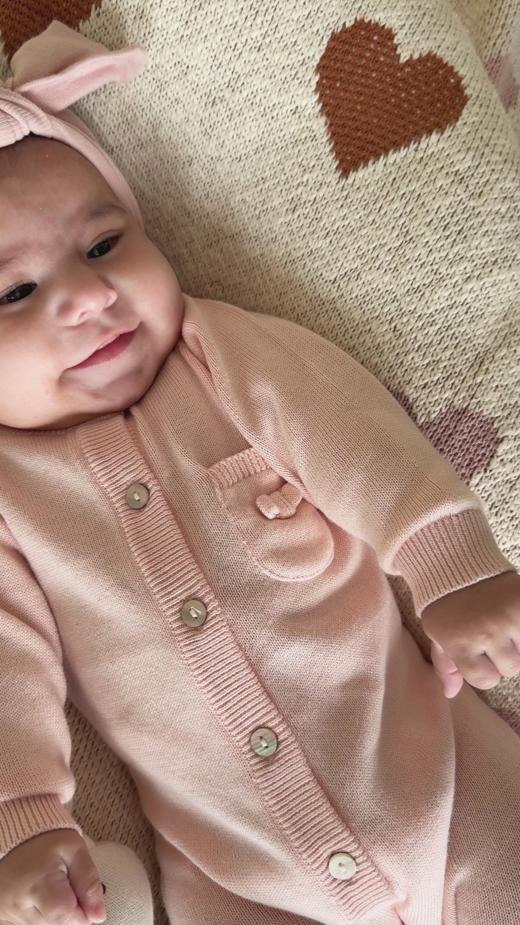 Blush Milan Knit Baby Pocket Jumpsuit (Organic Cotton)