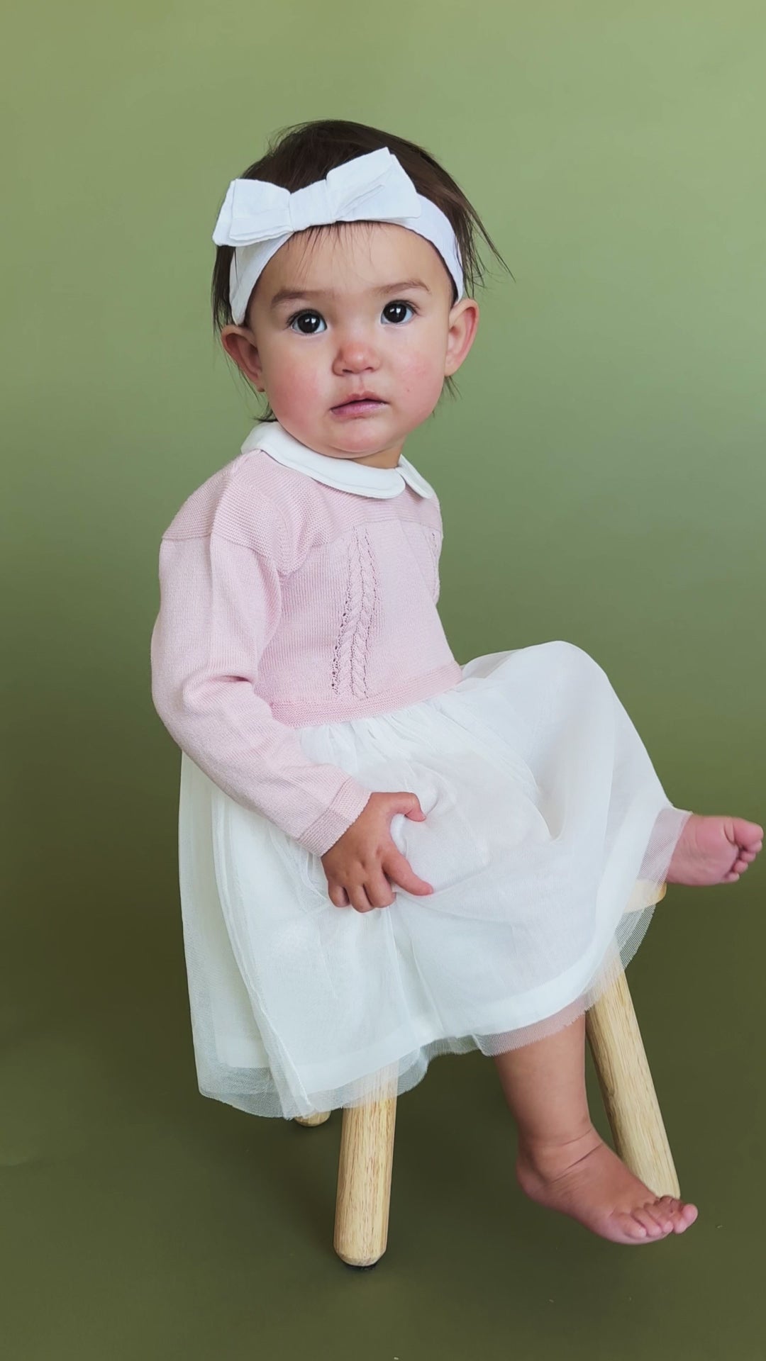 Blush Milan Knit Baby Peter Pan Collar Tutu Dress (Organic Cotton)