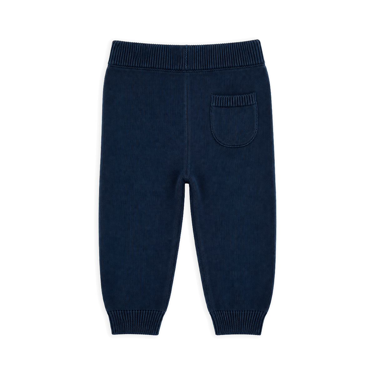 Back of Sweater Knit Baby Pocket Organic Legging Pants, Navy Blue
