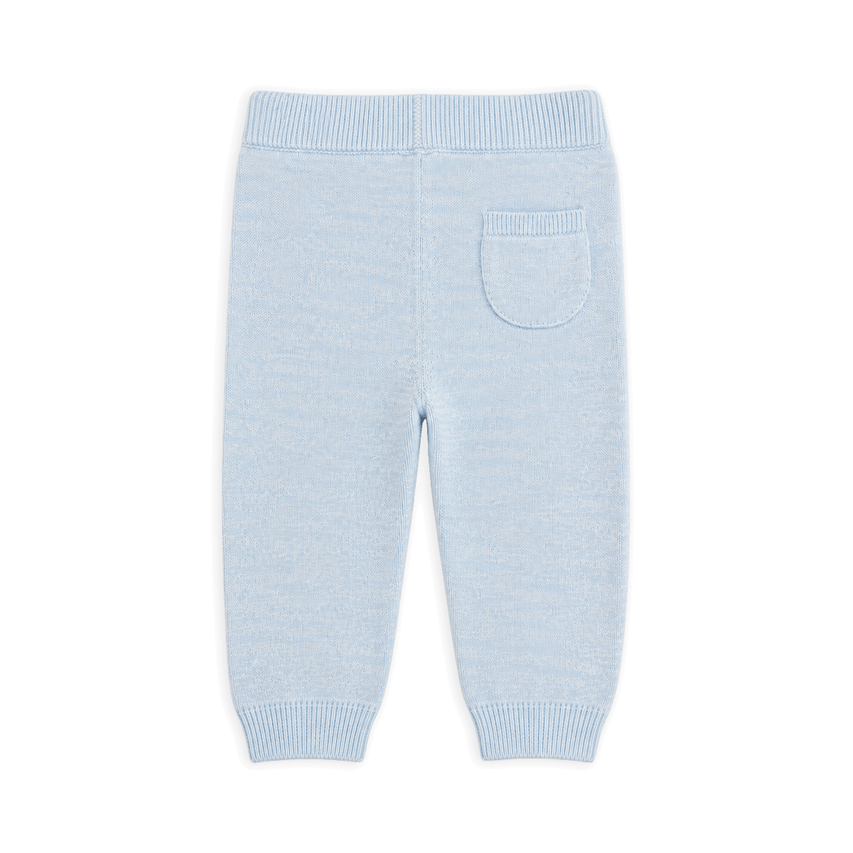 Back of Sweater Knit Baby Pocket Organic Legging Pants, Sky Heather