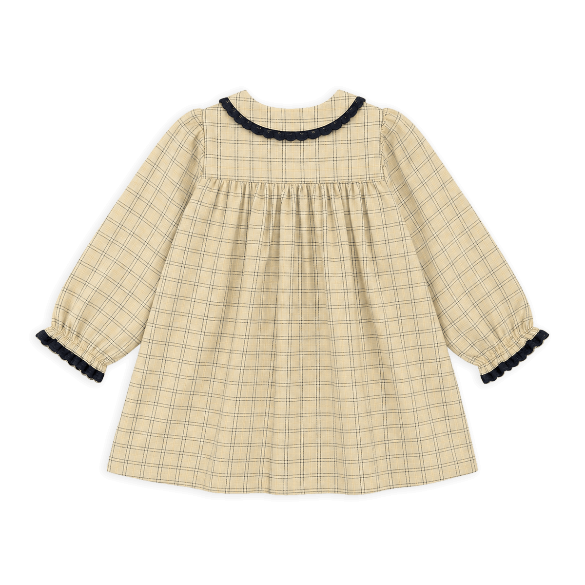 Organic Cotton Hand Smocked Gingham Baby Dress, Back