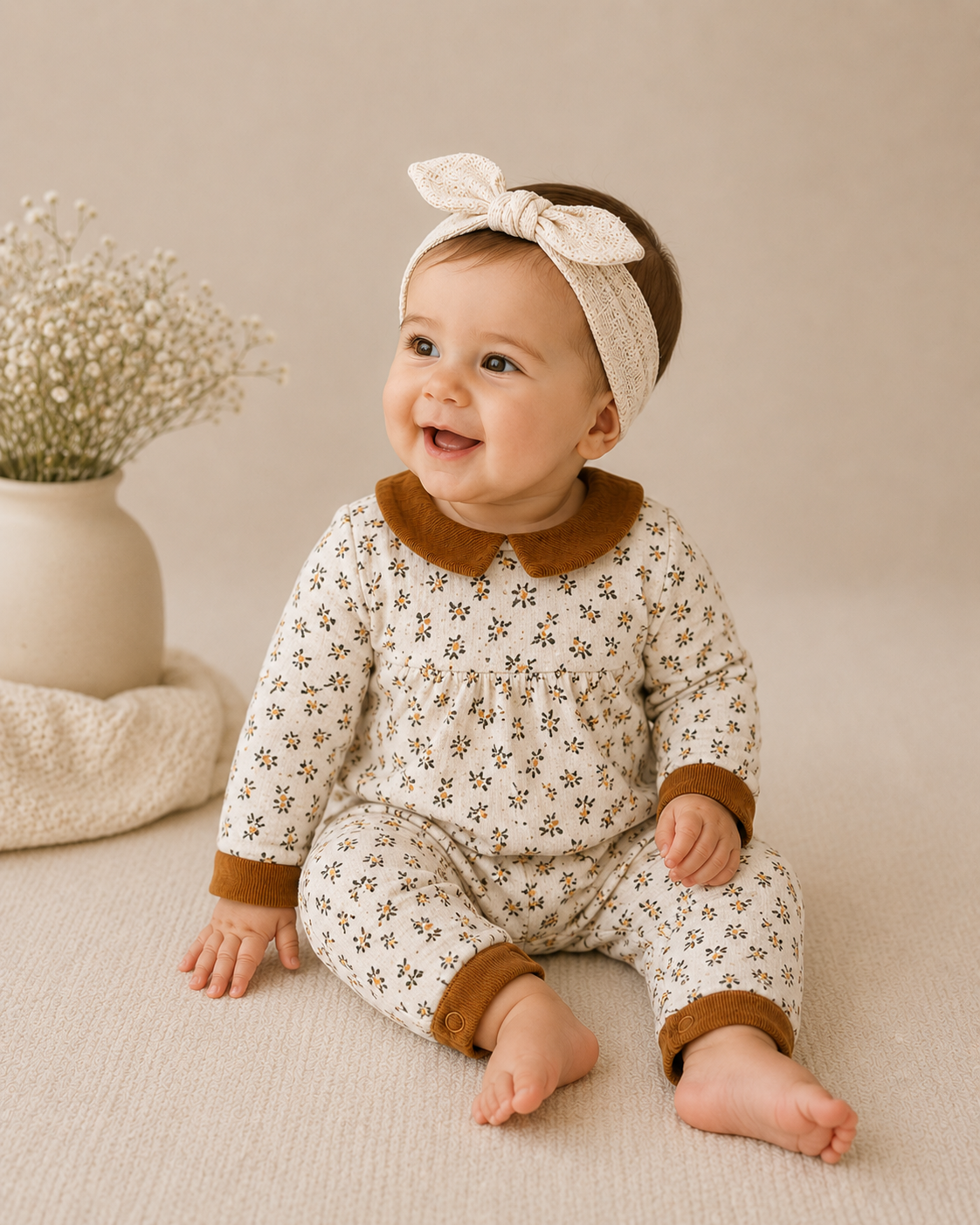 Baby Wearing Organic Floral Muslin Baby Jumpsuit