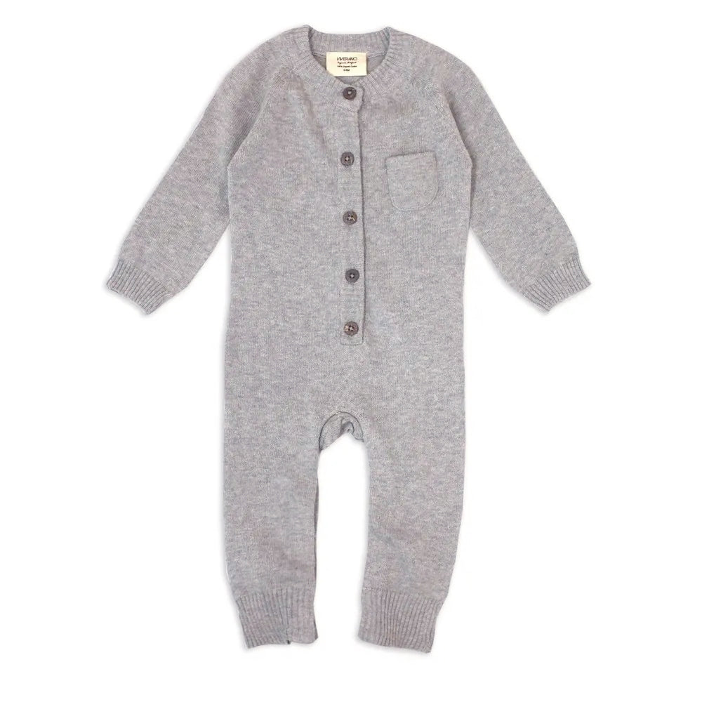 Viverano Milan Knit Organic Cotton Baby Pocket Jumpsuit in Heather Grey