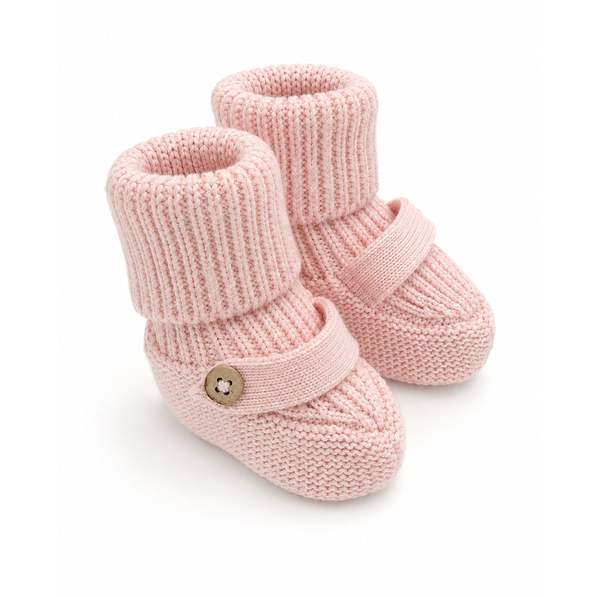 Viverano Milan Organic Cotton Knit Booties for Babies, Pink - Baby Shower Gift Ideas