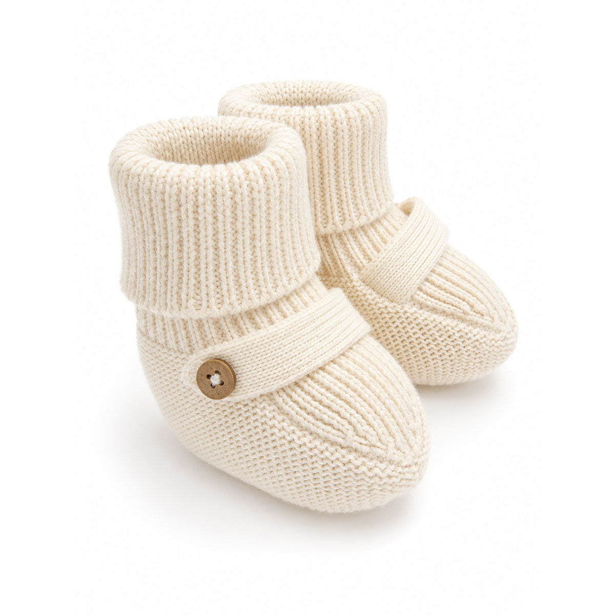 Viverano Milan Organic Cotton Knit Booties for Babies, Cream - Baby Shower Gift Ideas