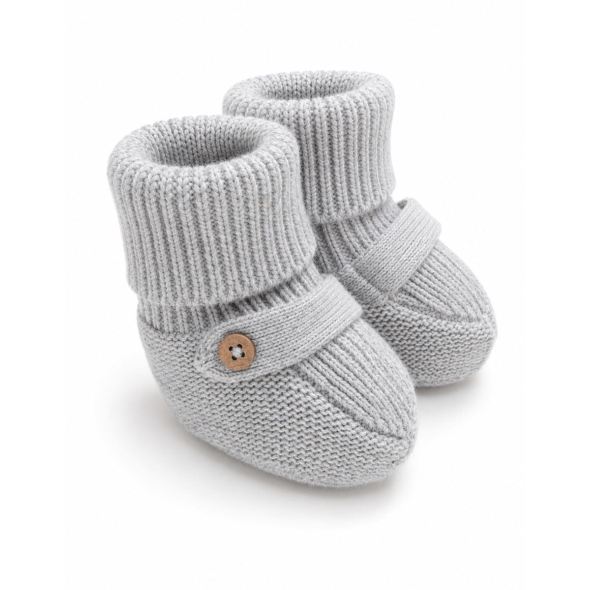 Viverano Milan Organic Cotton Knit Booties for Babies, Grey - Baby Shower Gift Ideas