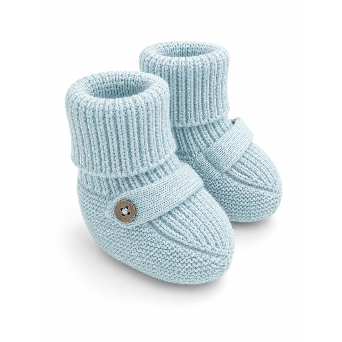 Viverano Milan Organic Cotton Knit Booties for Babies, Sky Blue - Baby Shower Gift Ideas