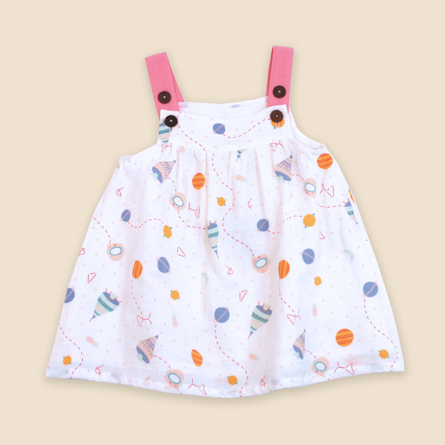 Organic Cotton Shoulder Strap Dress with Bloomer Set for Babies - Space Dream by Viverano