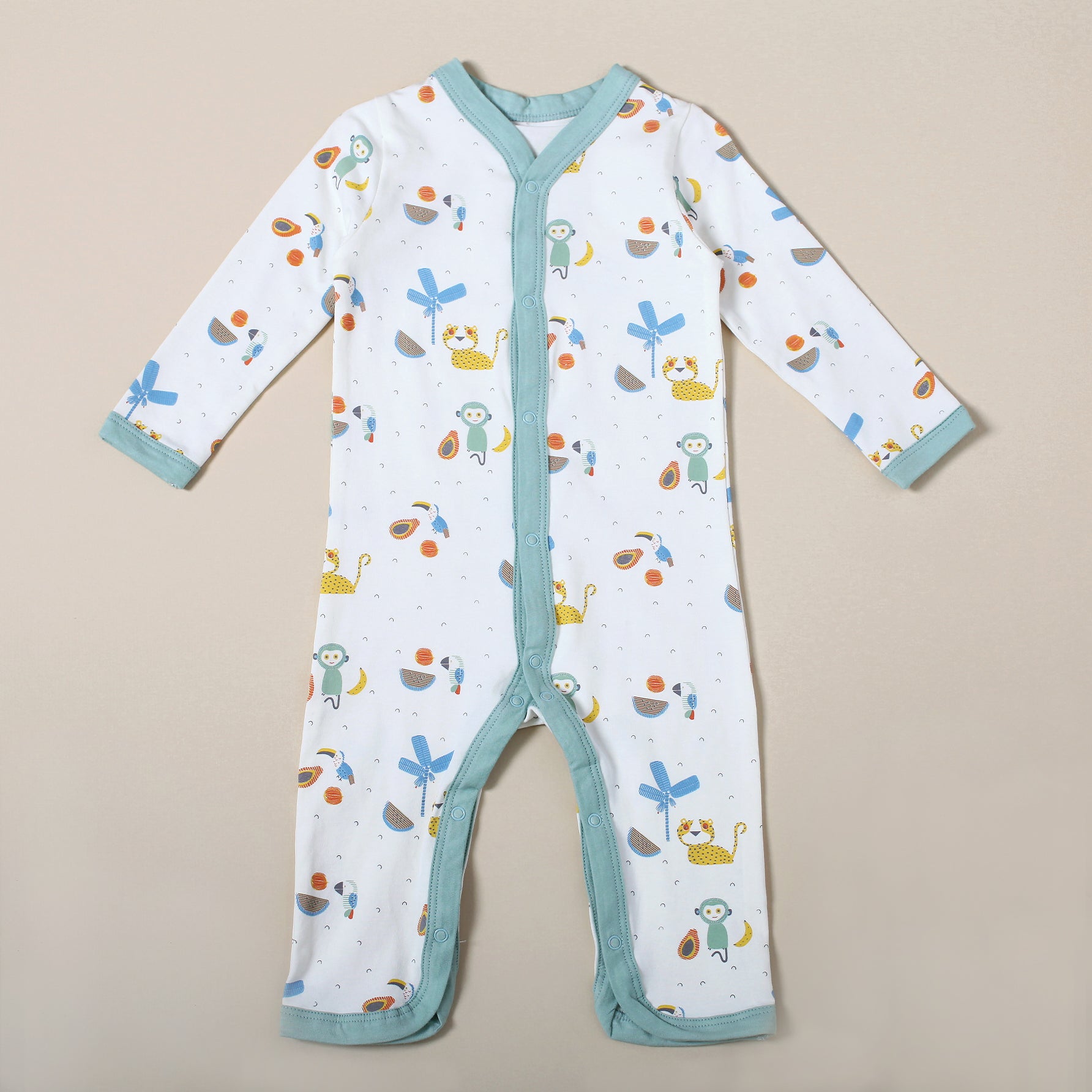 Organic Cotton Baby Jumpsuit Coverall - Tropical Jungle