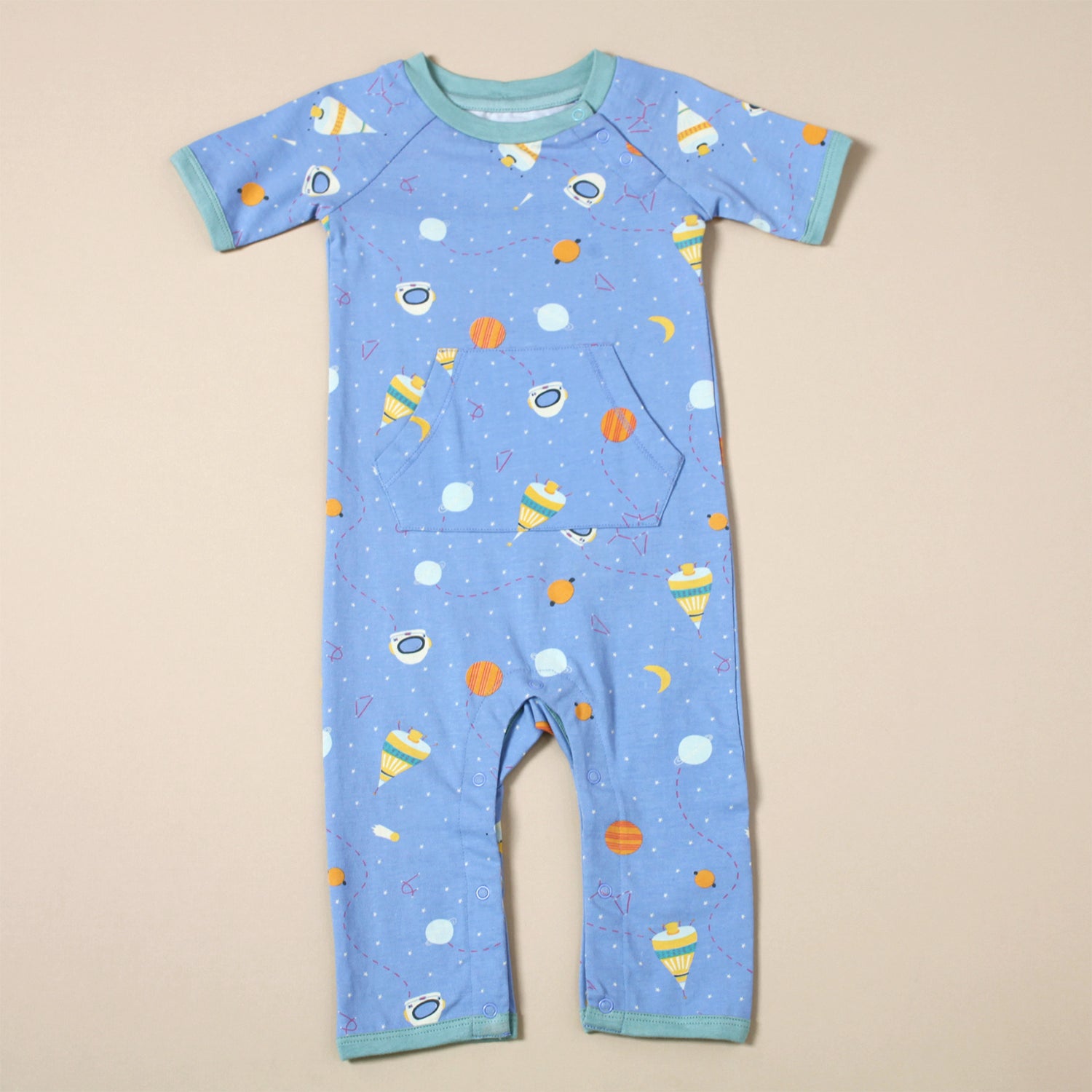 Organic Cotton Short Sleeve Jumpsuit Baby Romper - Space Dream