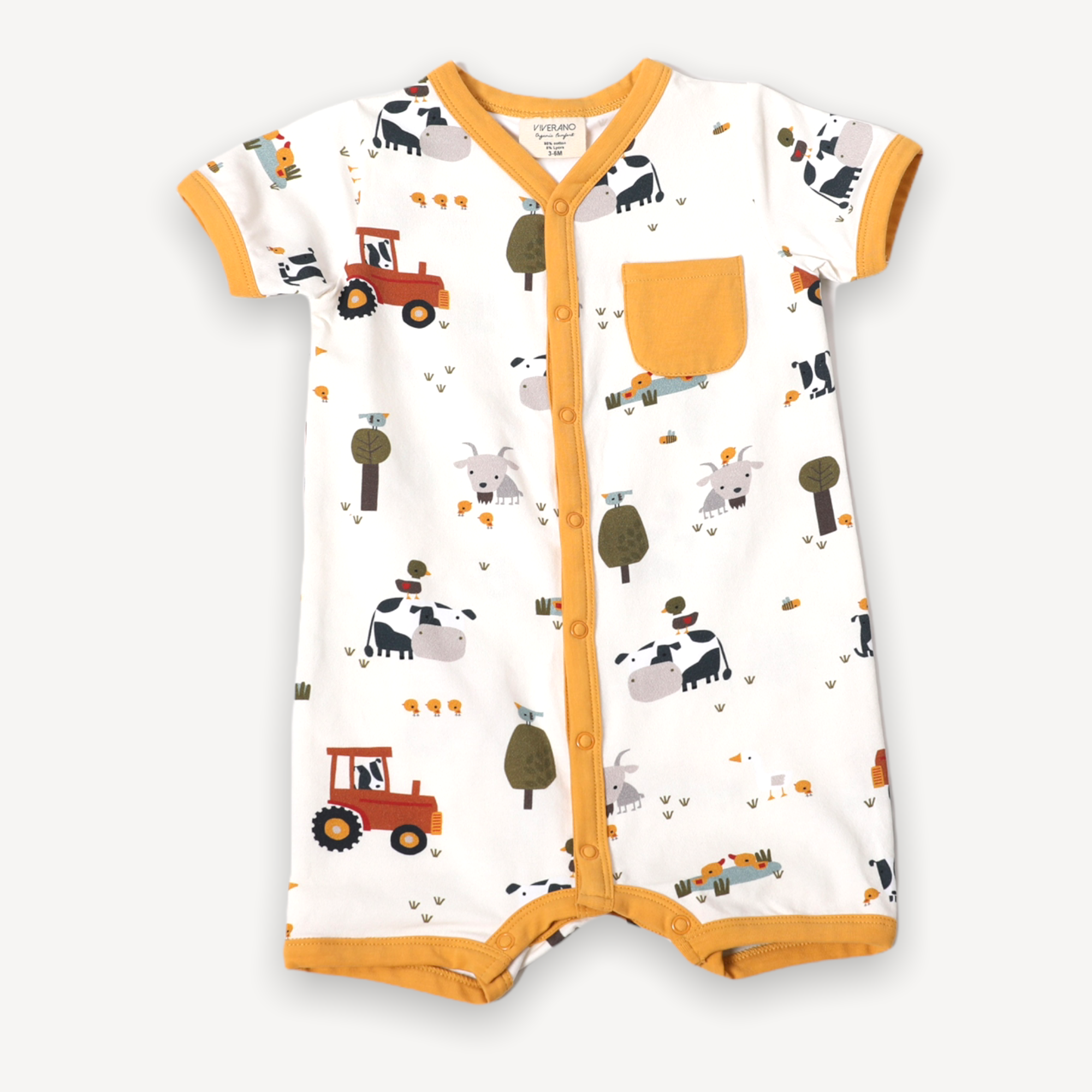 Organic Farm Short Romper for Babies by Viverano