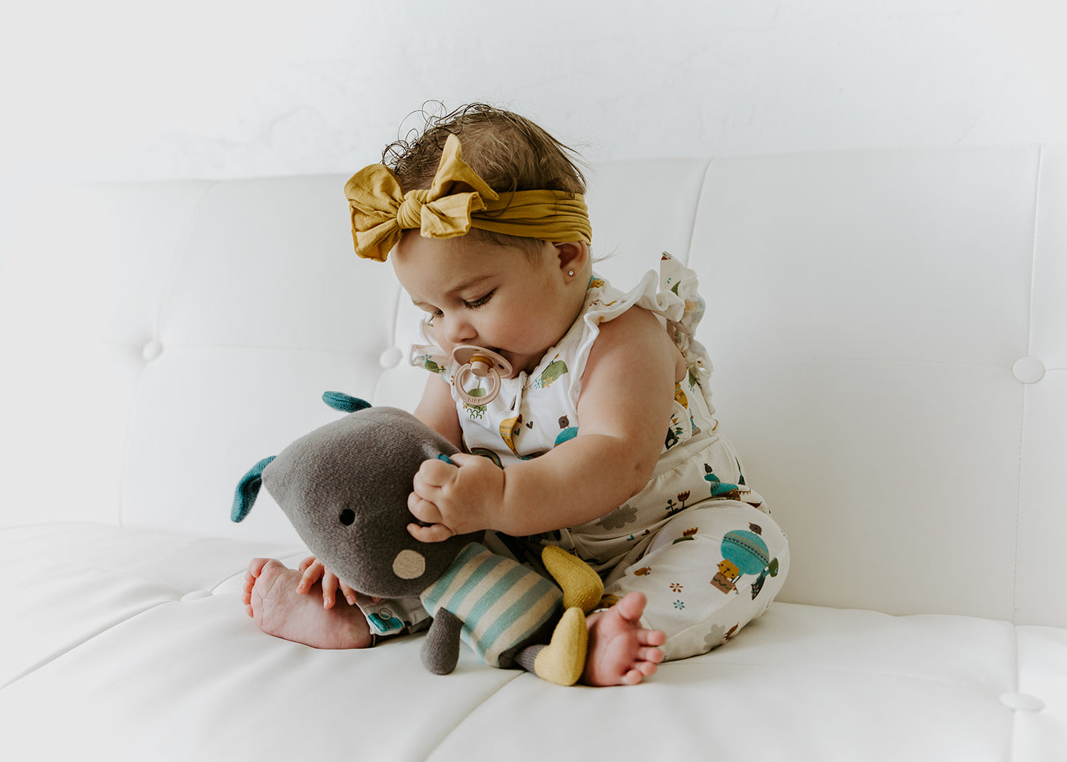 Fly Away Balloon Ruffle & Button Baby Jumpsuit Romper (Organic Cotton)