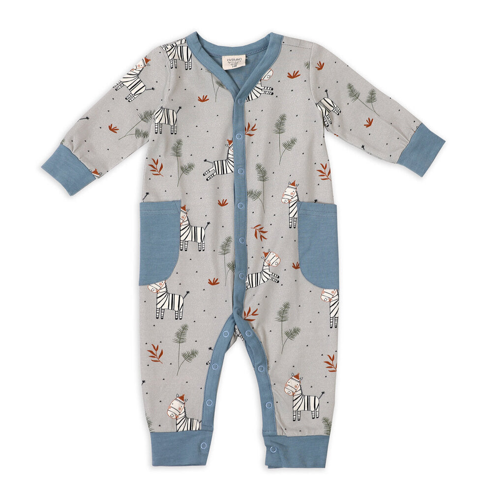 Zebra Side Pocket Coverall Romper (Organic Cotton)