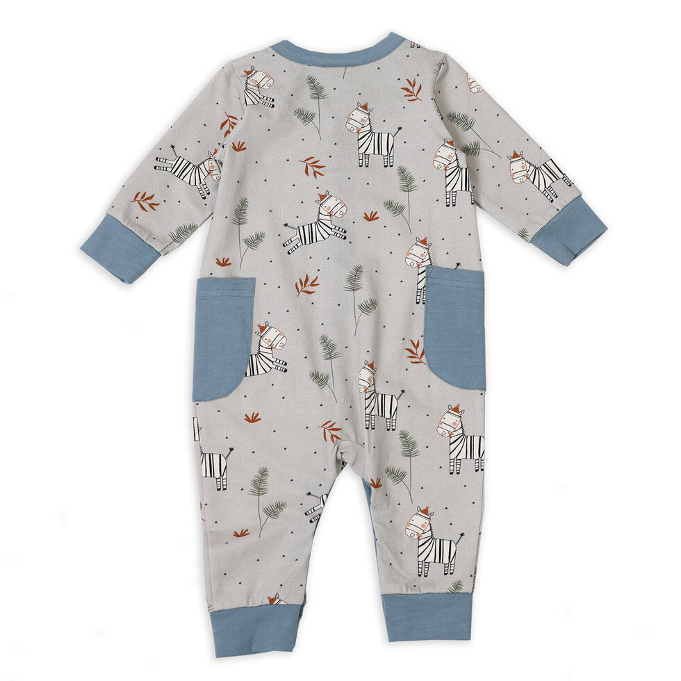 Zebra Side Pocket Coverall Romper (Organic Cotton)